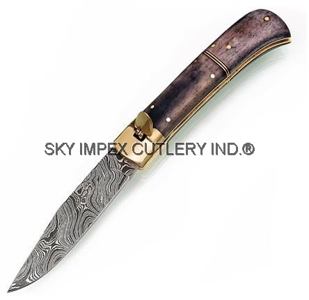 Damascus Automatic Pocket Knife