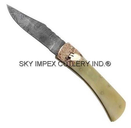 Damascus Automatic Pocket Knife