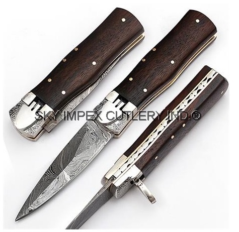 Damascus Automatic Pocket Knife