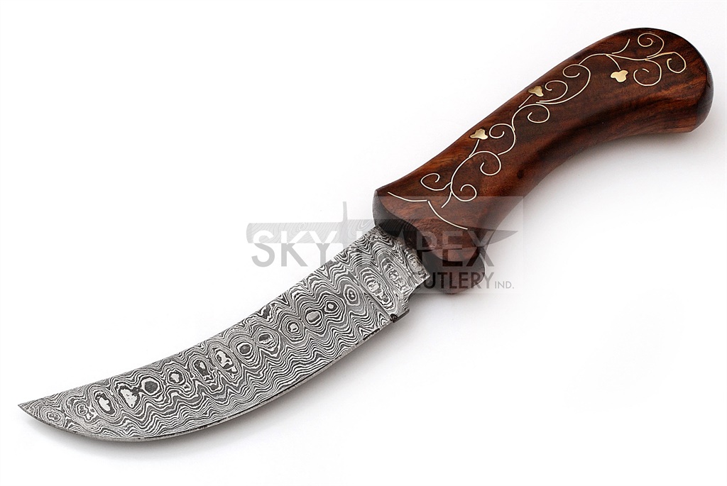 DAMASCUS INLAY BRASS KNIFE